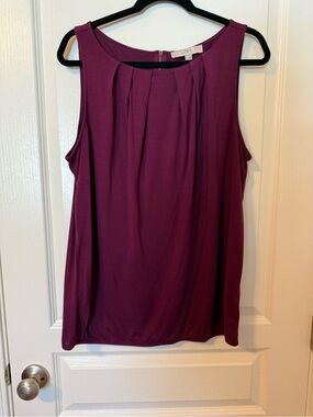 LOFT Plum Pleated Sleeveless Camisole